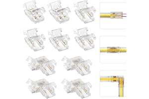 Aroidful Mini kit de conectores LED COB de 8 mm y 2 patillas, sin zonas oscuras, para conectar cables y barras de luces LED COB