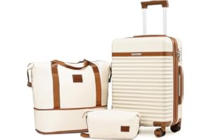 Joyway Set de Valises 3 Pièces, Ultralégères Valise de Cabine, Bagages de Main-55x40x20cm, Roues Pivotantes à 360° et Serrure TSA, Comprenant 1 Sac et 1 Trousse de Toilette