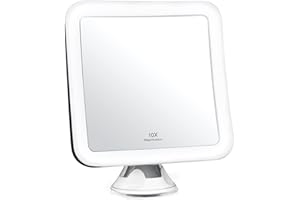 ‎FANCII Fancii Kosmetikspiegel LED Beleuchtet mit 10-facher Vergrößerung und Starkem Saugnapf - Tageslicht LED Reise Vergrößerungsspiegel Schminkspiegel mit Beleuchtung, Mira (10x)