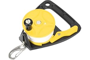 DAUERHAFT Double Ended Snap Kayak Anchor Diving Line Reel 150FT Dive Reel,for Underwater Diving/Cave/Wreck Diving(yellow)