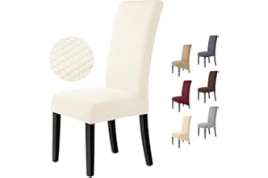 BalladHome Fundas para sillas 4 Piezas Fundas de Sillas de Comedor Elástico Jacquard Cubiertas de Silla Funda de Silla elástica Fundas Sillas para Decoración de Fiesta (Cream, 4 Piezas)-M