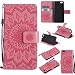 Produktbild Lonchee Xiaomi MI 5 Leder Wallet Tasche Brieftasche Schutzhülle , Sonnenblumen geprägten Muster Design Hochwertige PU Leder Folio Tasche Case Hülle im Bookstyle mit Standfunktion Kredit Kartenfächer (rosa)