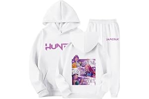 GENERICO K-Pop D-Demon H-Hunters Tuta Ragazze 2-14 Anni 2 Pezzi Felpa con Cappuccio Stampa e Pantaloni da Jogging Tute da Sportiva Y2K Streetwear Tracksuit per Bambino Maniche Lunghe Casual Completo Huntr/x