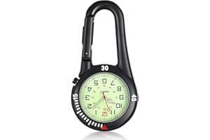 UICCVOKK FOB Watch Black Clip on FOB Watch Luminous Face Nurses FOB Watch Paramedic Watch Glowing Dial Quartz Nurses Watch Pocket FOB Watches for Nurses Doctors Workers Unisex