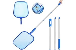 EPESL Pool Kescher Netz - 152cm Schwimmbad Blätter Reinigungsnetz Mesh Net Poolreinigung - 3 Abnehmbare Spiral Interface Aluminium Pole Reiniger Laubkescher Skimmer für Aquarium/Brunnen/Whirlpool/Teiche