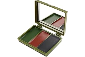 NEXOLLA Juego de Maquillaje de Camuflaje con Espejo de Maquillaje en 3 Colores, Maquillaje de Camuflaje Crema, Body paint Pintura para Camuflaje Facial, para la Caza del Maquillaje Formación Militar