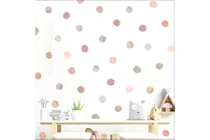 FUNARTDECOR Set de 36 Pegatinas Infantiles Decorativas de Vinilo Adhesivo para Pared - Diseño de Lunares Adhesivos estilo Acuarela para Decoracion Habitacion Niño, Niña. (Multicolor)