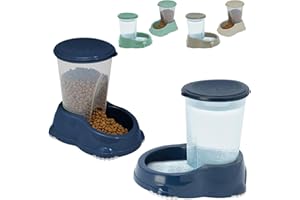 CAT CENTRE Smarty Snacker and Sipper 1.5L Automatic Gravity Dry Food Snacks Dispenser Dog Rabbit Small Animal Premium Pet Drinking Supplies Kittens Healthy Water Feeder Dark Blue