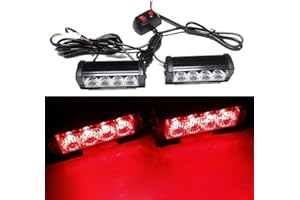 Viktion 8W 2 * 4 LEDs Feux de Pénétration Lumière Stroboscopique Eclairage Clignotant à 7 Modes pour Voiture Camion véhicule SUV Lampe pour Avertissement Urgence Secours Travaux DC12V (Rouge)