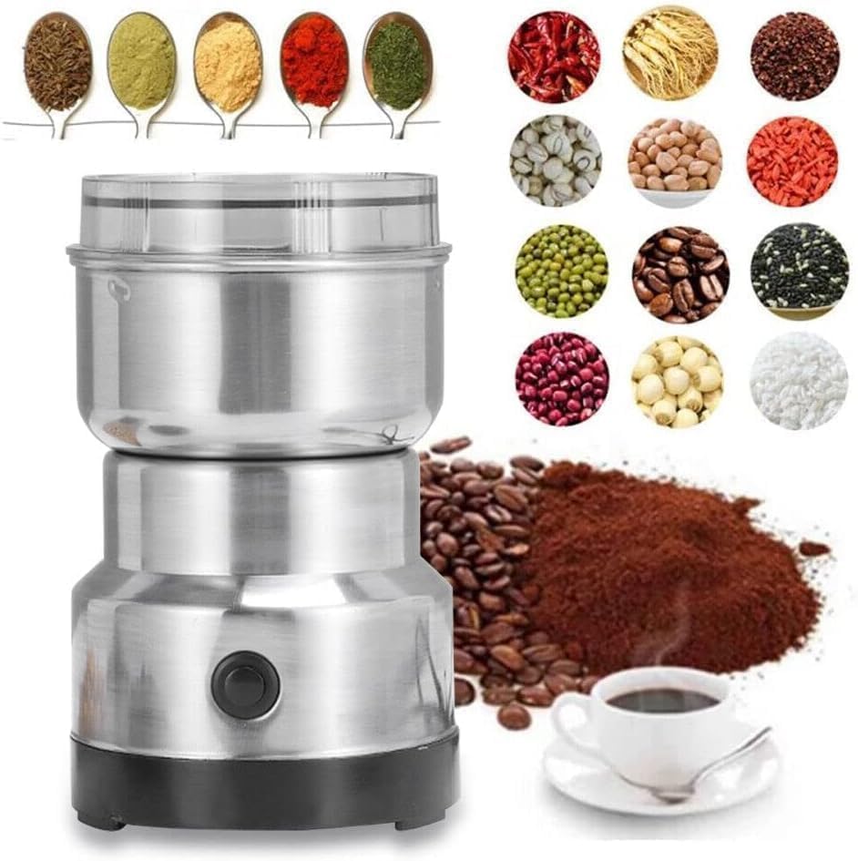 Cassarina Adjustable Electric Coffee Grinder & Juicer, Coffee Bean Grinder Electric Mill Spice Grinder, 100-300W Grinder with Stainless Steel Blade, Grinding Tools for Spices, Pepper, Herbs, Nuts