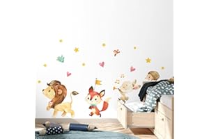kina - Adesivo Murale Bambini Decorazione Parete Cameretta R00590 - Materiale Eco-Tessuto, Ecologico Anallergico, Riposizionabile, Effetto Carezza, Asilo Nido - Grafica Giungla e Misura 100x30 cm