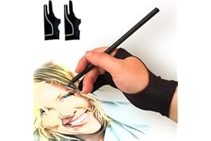 picoggo Artist Glove, 3-Layer Palm Rejection Digital Art Glove for Graphic Tablet, Drawing Glove with Two Fingers for iPad, Paper Sketching, Smudge Guard (2 PCS, Medium)