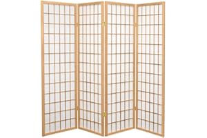 Fine Asianliving Paravento Giapponese L180xA180cm di Legno e Carta Shoji Naturale - Tana Separe Divisori separè paravento divisore interno divisorio