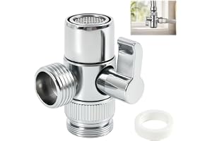 3-vägs duschväxelriktarventil, adapter M22 x M24 mässing med kromfinish, växelriktarkran för kök, badrum, kompatibel med kranar, slangar, diskmaskin och tvättmaskiner