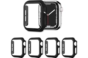 AOTUAO Pack of 4 Case with Screen Protector for Apple Watch SE Series 6 5 4 44 mm, PC All-Round Protective Case, Scratch-Resistant Protective Film Protective Case for iWatch Series 6 5 4 44 mm (4