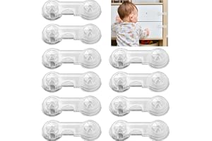 Goodern 10 Pack Baby Safety Cabinet Locks,Child Proof Safety Door Locks with Self Adhesive Household Babies Drawer Securing Locks Multi-Purpose Childproof Latches for Furniture Cupboards-Transparent