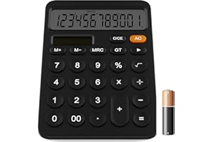 GUYUCOM Calculatrice Bureau à 12 Chiffres avec écran LCD, Bouton Sensible, Calculatrice Grosse Touche à Double Alimentation Solaire et Batterie pour Les Enseignants, Les étudiants et Le Bureau, Noir