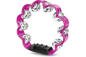 Flexzion Flower Tamburin – 20,3 cm (8 Zoll) Handschlaginstrument mit Metallschellen und ergonomischem Griff – kleine Tamburine für Erwachsene, Kinder, Kirche, Partys und Musikveranstaltungen (Rosa)