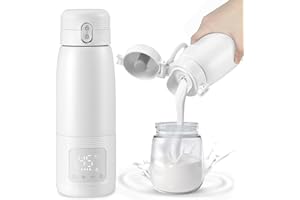 QCXWCJWD Cordless Portable Bottle Warmer, Baby Portable Milk Warmer Large Capacity 500ML, Fast Heating & Precise Temp Control for for Breast Milk Formula Milk, Rechargeable Baby Bottle Warmer for Travel (01)