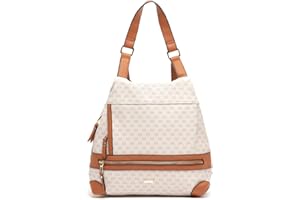 MISAKO Monogram mochila antirrobo con estampado - Ref.Monogram - Sac à dos antivol pour femme - Petit sac à dos décontracté et spacieux Mochila Beige 29 X 33 X 13 cm