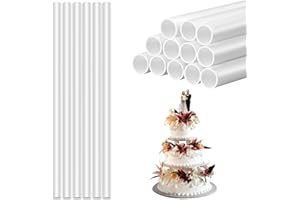 Jinlaili 12PCS Goujons à Gâteau en Plastique Blanc, Dowels pour Gateau Réutilisables Bâtons de Support de Gâteau de 30 cm pour Utilisé Pour La Construction Et L'empilage de Gâteaux en Couches