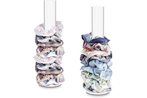 BOJVESH 2Pcs Acrylic Scrunchie Holder Stands, 22×5.5cm Clear Scrunchy Display Organizers, Vertical Jewelry Bracelet Hair Ties Accessories Holders for Women Teen Girls Gifts