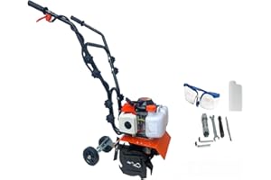 TANIASHOP Motozappa con Motore a Scoppio 2 Tempi da 63cc Motocoltivatore Zappatrice Potenza 2.0Kw e con Larghezza Raggio di Lavoro 300mm Motozappa a Scoppio per Orto