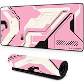 McStorey 90x40 cm Mouse Pad, Cyber Pembe Desenli B&uuml;y&uuml;k Mouse Pad, Kaymaz Kau&ccedil;uk Tabanlı, Dikişli Kenarlı 3 mm Klavye ve Mouse