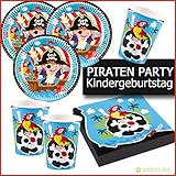 8 Pappbecher Pirat, 266 ml Kleine Piraten - Party Paket Kindergeburtstag Teller, Becher, Servietten