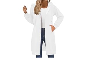 RLEHJN Full-Zip Hoodie Women's Oversized Sweat Jacket Plain Zip Up Hoodie with Pockets and Drawstring Y2K Fashion Long Sweat Jacket Outwear Long Coat Jacket Tops with Hood