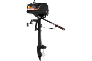 Donened - 2 Stroke 3.6 HP Outboard Engine, Petrol Outboard, 55 cc Petrol Engine Outboard, 2.6 kW, 4500-5500 RPM, Water Cooling and Air Cooling CDI System, Outboard Motor