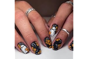 Evadollina Halloween Nägel, 24 Stück Geist Press on Nails, Halloween Nails, Nägel Zum Aufkleben, Kunstnägel zum Aufkleben (Typ A)