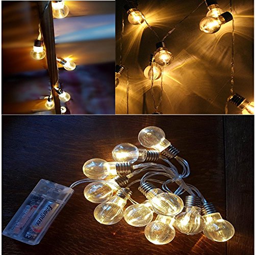 SOLMORE LED Lichterkette warmweiß Batteriebetrieben Birne Gluehbirne Globe String Licht Sternenlicht für Innen- und Außen Deko,Garten, Haushalt, Hochzeit, Party ,Weihnachten,Weihnachtsbeleuchtung - 2