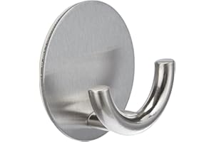 WENKO Wall Hook Rondo self-Adhesive, Stainless steel, Silver matt, 5.3 x 5.3 x 2.5 cm