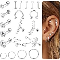 60 Pièces Bijoux Piercing Nez Acier Inoxydable - Goujons 22G 1.5/2/2.5mm, Cristal, Hypoallergénique