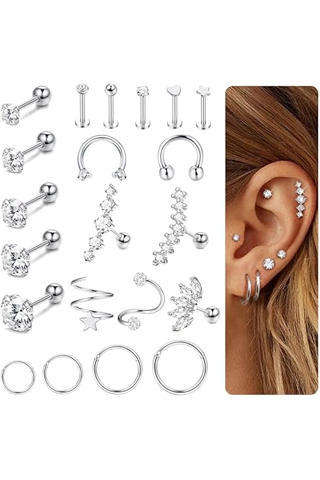 Piercing Ombelico Acciaio Chirurgico 14G - 2 Pezzi Con Pendenti Farfalla E Cuore - Foto 13