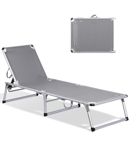 JARDIN Sun Lounger Roma Folding Wheelchair Joke, Grey : Amazon.nl