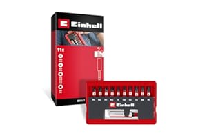 EINHELL ACCESSORIES Originale Einhell set di punte a percussione da 11 pezzi (punte a percussione da 25 mm PH/PZ/T/H, acciaio S2, portapunte magnetico E 6.3, cassetta tascabile con funzione di impostazione)