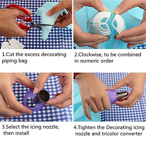 MAXGOODS 3 Stk Spritztüllen Adapter, 3 Farben Icing Piping Bag Düse Konverter Tri-Farbe Creme Koppler, 3 Loch - 3