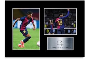 Lamine Yamal 2024 fotbollsspelare Spanien A4 tryckt signerad autograf fotovisning montering present till Barcelona-fans