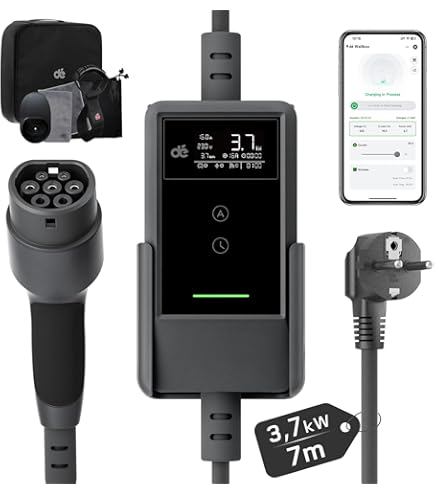 Cavo Di Ricarica Tipo 2 11kW 7m Con Spina CEE - Regolabile 6-16A 3 Fasi Per Auto Elettriche (Tesla, VW, BMW, Peugeot)