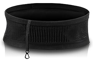 ARADOEA Running Belt Large Elastic Pocket 4 Quick Top-Access Pockets Slim Running Belt for Fitness, Exercise and Gym Workouts Flip Waist Pack Fits All Size Phones, Keys, Cards, Earpods, GUs Sports Waist Pack