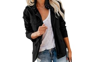 Imily Bela Donne Giacche militari Zip Up Giacca Anorak Leggero Safari Coat Utility Outwear con tasca