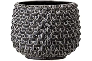 Nordring Retro Übertopf Vintage Pflanztopf für Zimmerplanzen Blumentopf Pino L (16,5 cm ø), schwarz, Keramik