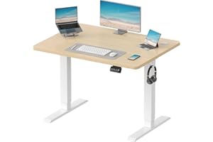 Devoko Biurko stojące z elektryczną regulacją wysokości, biurko stojące do domowego biura, biurko z regulacją wysokości，100 x 60 cm, beżowy