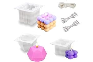 DONGSZQ Moule à Bougie en 3D,Moule en silicone pour bougies DIY Bougies Moule Bougies Silicone 3D Cube,pour la Fabrication de Bougies, Savon, Gâteaux, Chocolats, Partie