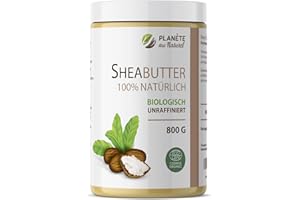 PLANÈTE AU NATUREL SheaButter Bio 800g Westafrika -100% Rein -100% Natürlich - Unraffiniert - Vegan - alle Hauttypen, Natürliche Körperbutter - Gesicht, Lippen, Haare - Pflegt, Schützt, Befeuchtet
