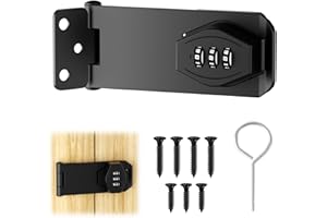 Türriegel Abschließbar 4 Zoll Überfalle Zahlenschloss, Schiebetür Schloss Türschloss Riegel Schrankschloss, Schwarz Metall Türriegel für Kleine Türen Schränke Scheunentür Outdoor Garage Garten