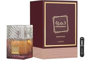 RESAES RESISTANT AND AESTHETIC Khamrah Dukhan Eau de parfum 100 ml, parfum arabe unisexe de longue durée, avec atomiseur rechargeable, parfum fumé et épicé avec notes de tabac, d'ambre et de praline (Dukhan)