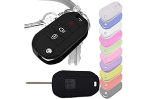 MT KEY Key Soft Case Cover Llave Plegable de protección Peugeot Clincher 208 308 5008 2008 Citroen C3 C4 Spacetourer Llave Plegable/Color: Negro